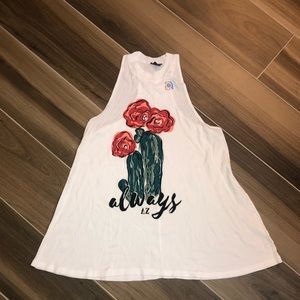 White turtle neckish tank top with a cute cactus!